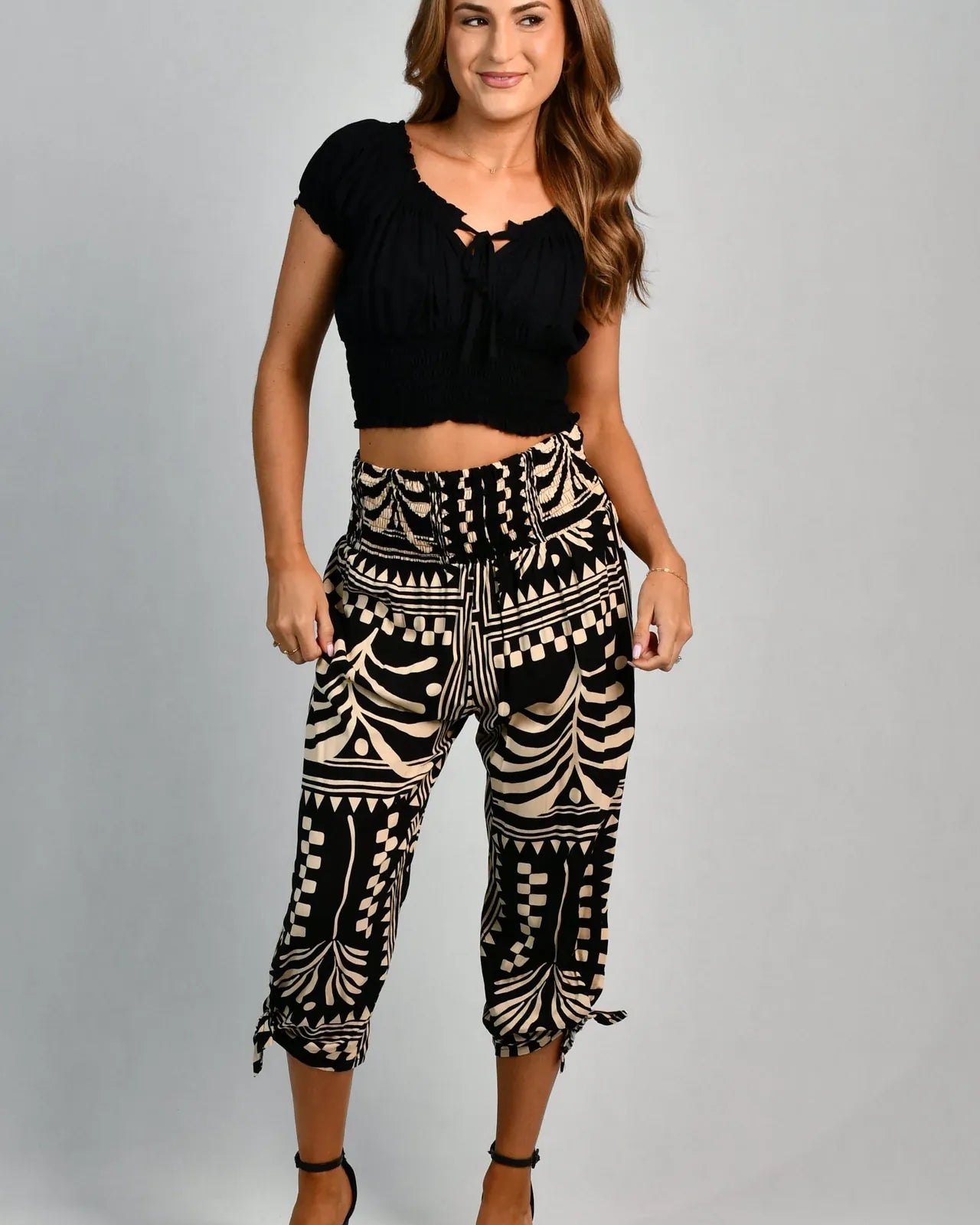Go Girl Go Girl 3/4 Rouched Tie Pants - Tribal Artisan Black Go Girl 3/4 Rouched Tie Pants - Tribal Artisan Black Splash Swimwear Pants