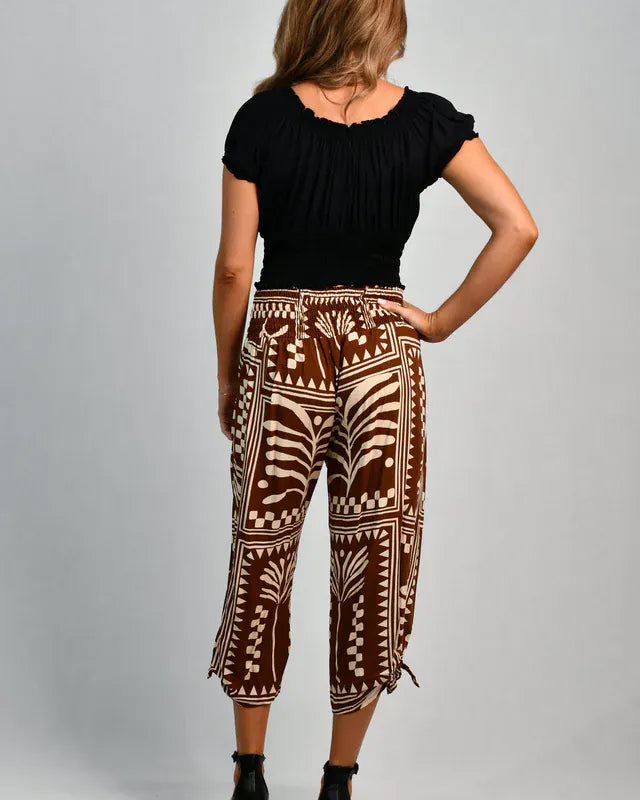 Go Girl Go Girl 3/4 Rouched Tie Pants - Tribal Artisan Brown Go Girl 3/4 Rouched Tie Pants - Tribal Artisan Brown Splash Swimwear Pants