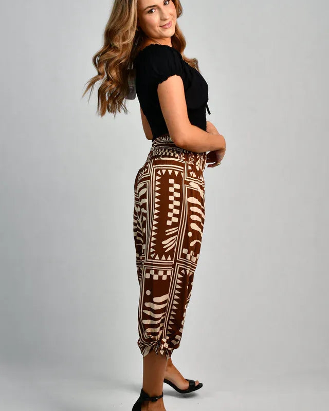 Go Girl Go Girl 3/4 Rouched Tie Pants - Tribal Artisan Brown Go Girl 3/4 Rouched Tie Pants - Tribal Artisan Brown Splash Swimwear Pants