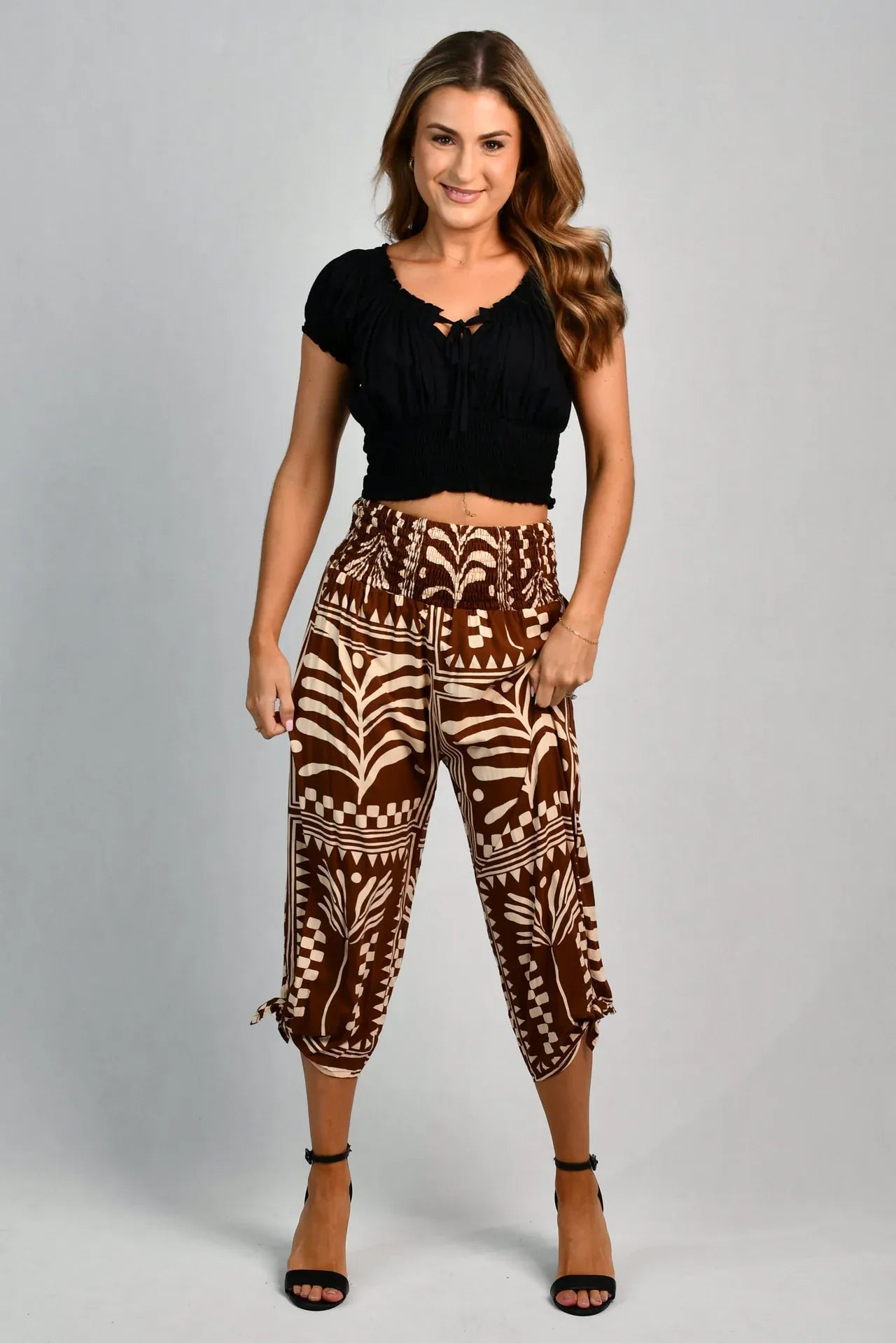Go Girl Go Girl 3/4 Rouched Tie Pants - Tribal Artisan Brown Go Girl 3/4 Rouched Tie Pants - Tribal Artisan Brown Splash Swimwear Pants