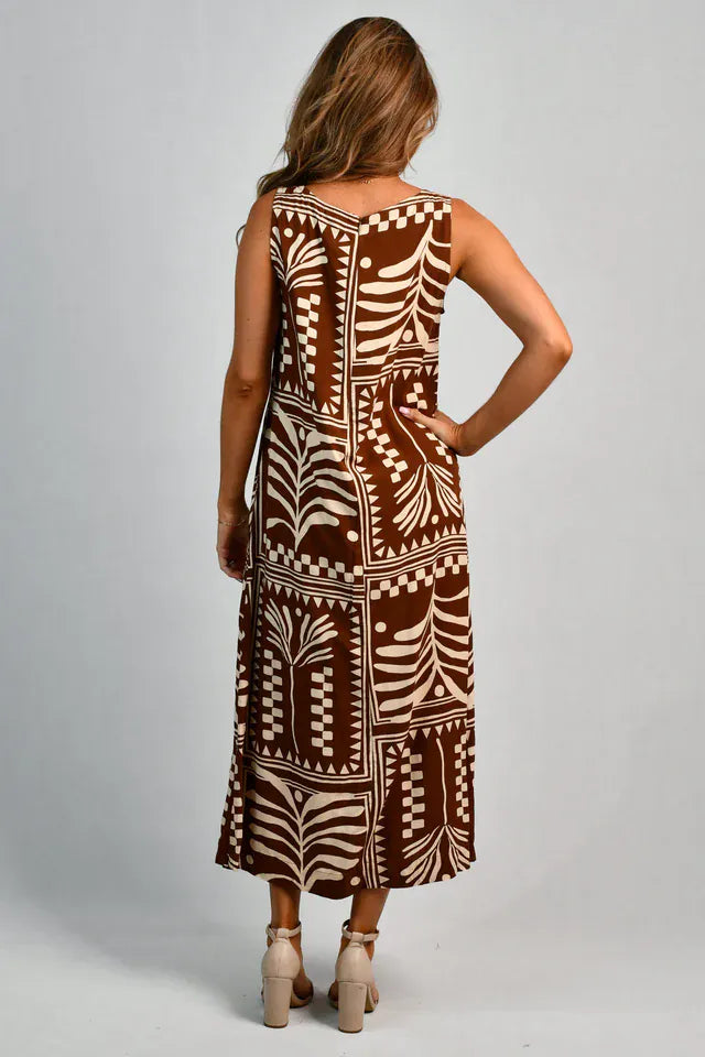 Go Girl Go Girl Cassie Maxi Dress - Tribal Artisan Brown Go Girl Cassie Maxi Dress - Tribal Artisan Brown Splash Swimwear Dresses