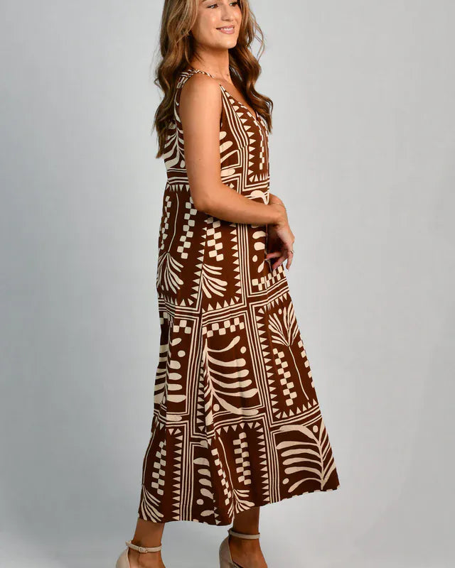 Go Girl Go Girl Cassie Maxi Dress - Tribal Artisan Brown Go Girl Cassie Maxi Dress - Tribal Artisan Brown Splash Swimwear Dresses