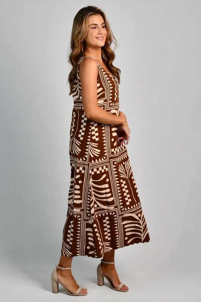 Go Girl Go Girl Cassie Maxi Dress - Tribal Artisan Brown Go Girl Cassie Maxi Dress - Tribal Artisan Brown Splash Swimwear Dresses