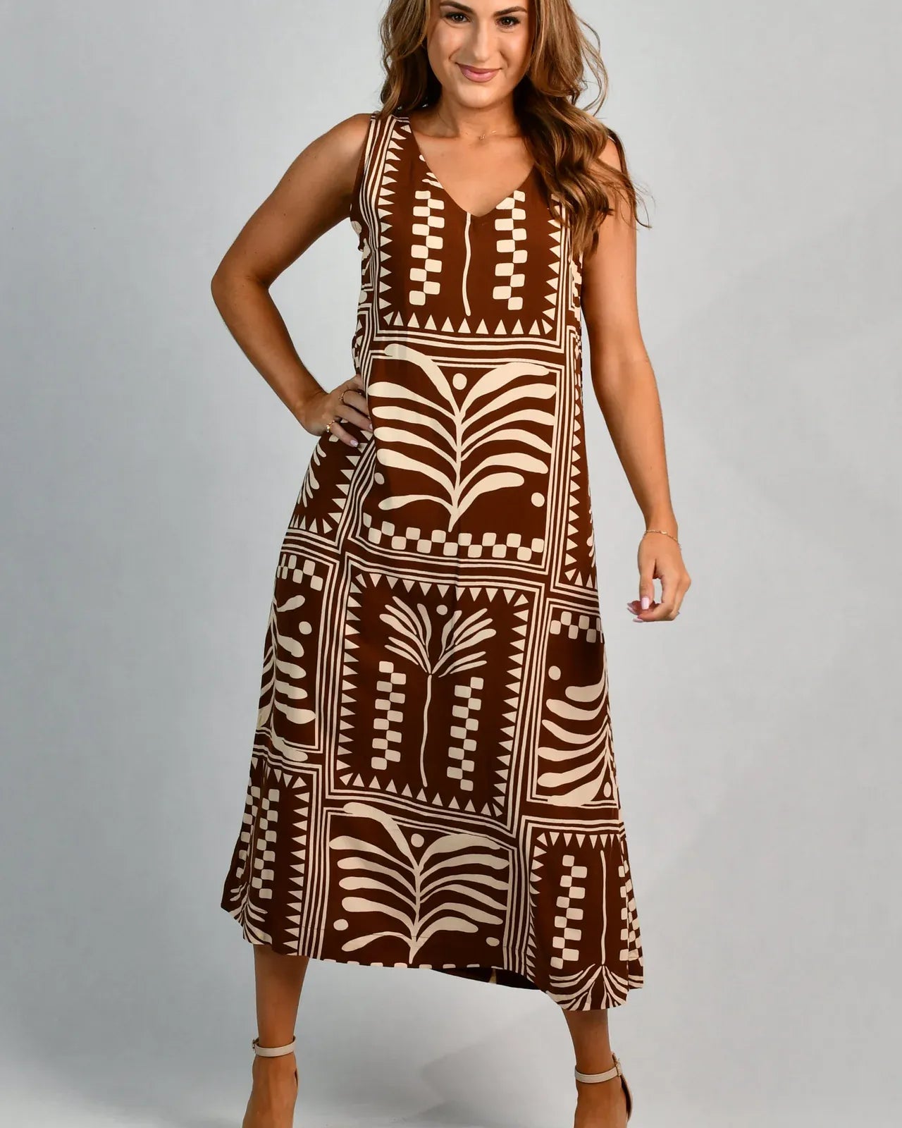 Go Girl Go Girl Cassie Maxi Dress - Tribal Artisan Brown Go Girl Cassie Maxi Dress - Tribal Artisan Brown Splash Swimwear Dresses