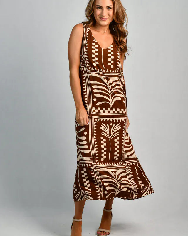Go Girl Go Girl Cassie Maxi Dress - Tribal Artisan Brown Go Girl Cassie Maxi Dress - Tribal Artisan Brown Splash Swimwear Dresses