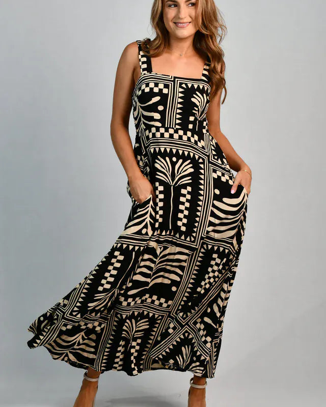 Go Girl Go Girl Emily Maxi Dress - Tribal Artisan Black Go Girl Emily Maxi Dress - Tribal Artisan Black Splash Swimwear Dresses