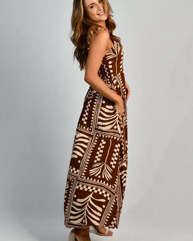 Go Girl Go Girl Emily Maxi Dress - Tribal Artisan Brown Go Girl Emily Maxi Dress - Tribal Artisan Brown Splash Swimwear Dresses