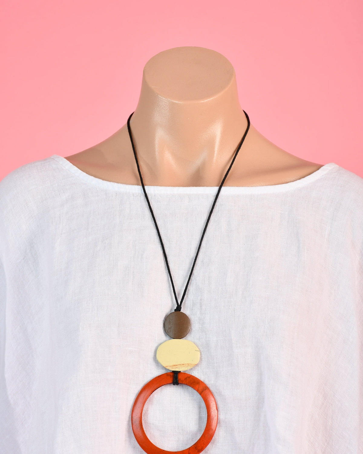 Go Girl Go Girl Large Circle Wooden Necklace Go Girl Large Circle Wooden Necklace Splash Swimwear Jewellery