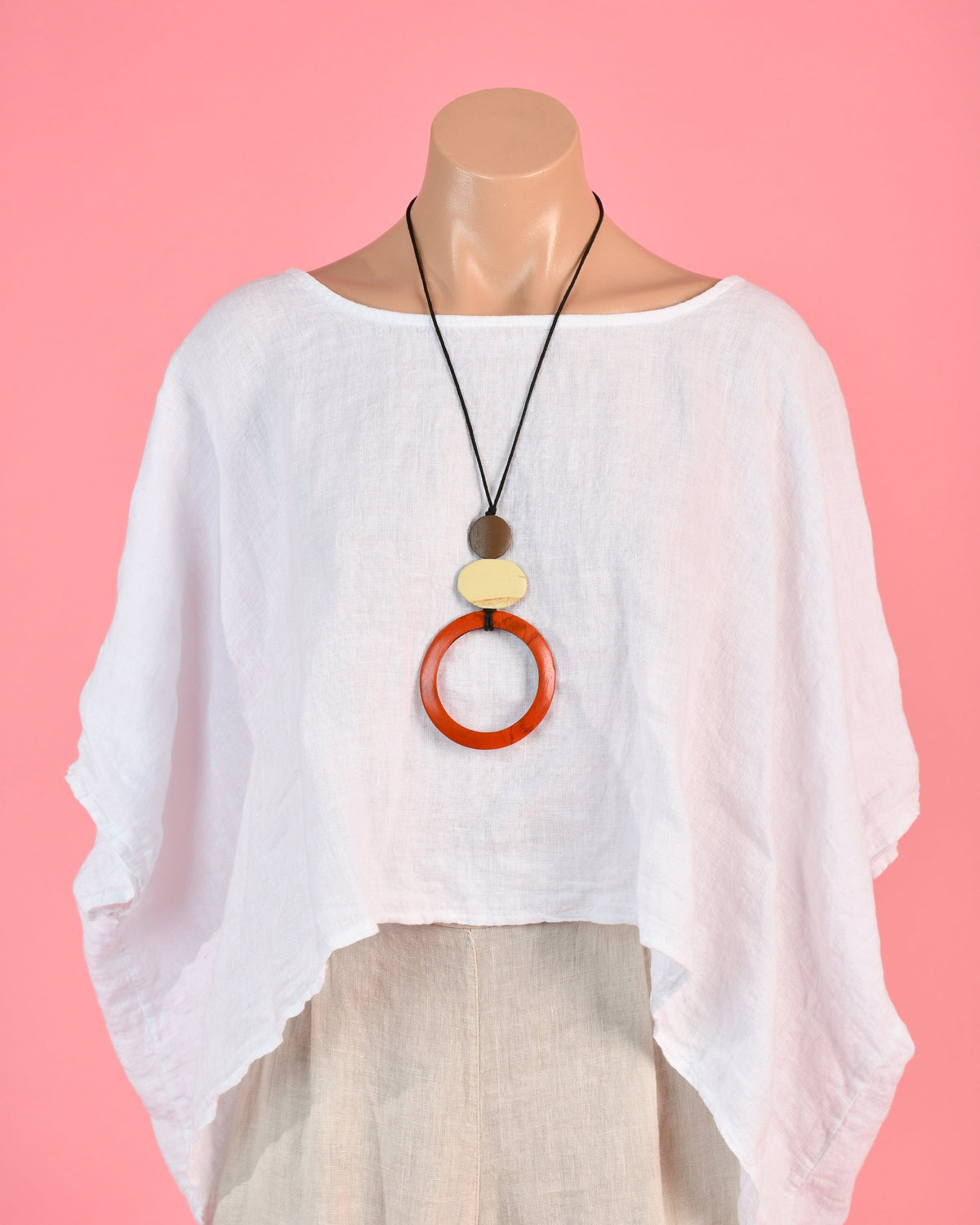 Go Girl Go Girl Large Circle Wooden Necklace Go Girl Large Circle Wooden Necklace Splash Swimwear Jewellery