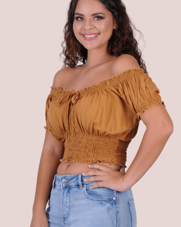 Go Girl Peasant Top With Ruched Hem Splash Swimwear Tops