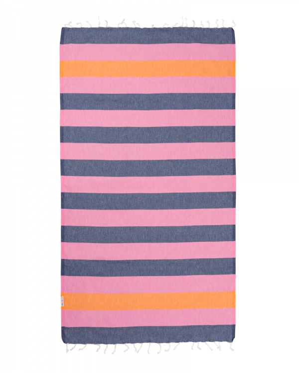 Hammamas Beach Towels Watermelon/Navy/Orange Clash Turkish Towel