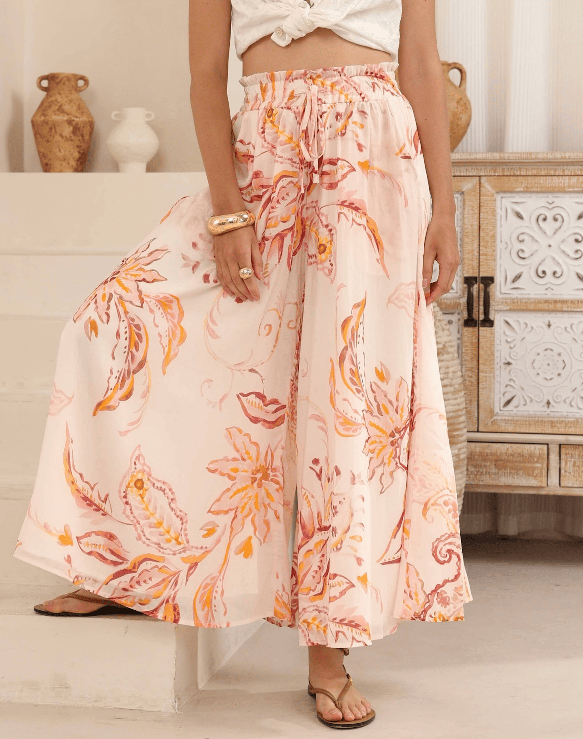 Iris Maxi Iris Maxi Botanica Blush Wide Leg Pant Iris Maxi Botanica Blush Wide Leg Pant Splash Swimwear Womens Pants