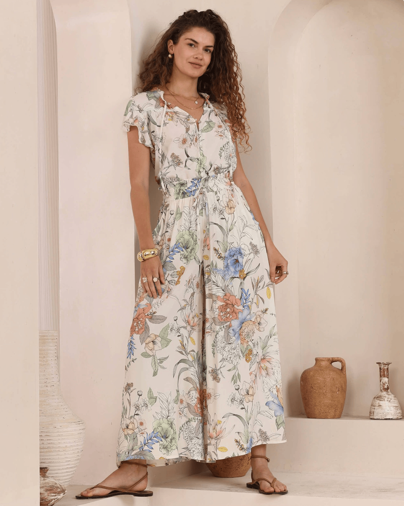 Iris Maxi Iris Maxi Botanical Meadow Wide Leg Pant Iris Maxi Botanical Meadow Wide Leg Pant Splash Swimwear Womens Pants