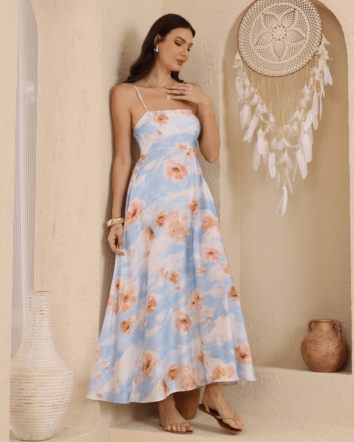 Iris Maxi Iris Maxi Capri Floral Maxi Dress - Sky Iris Maxi Capri Floral Maxi Dress - Sky Splash Swimwear Dresses
