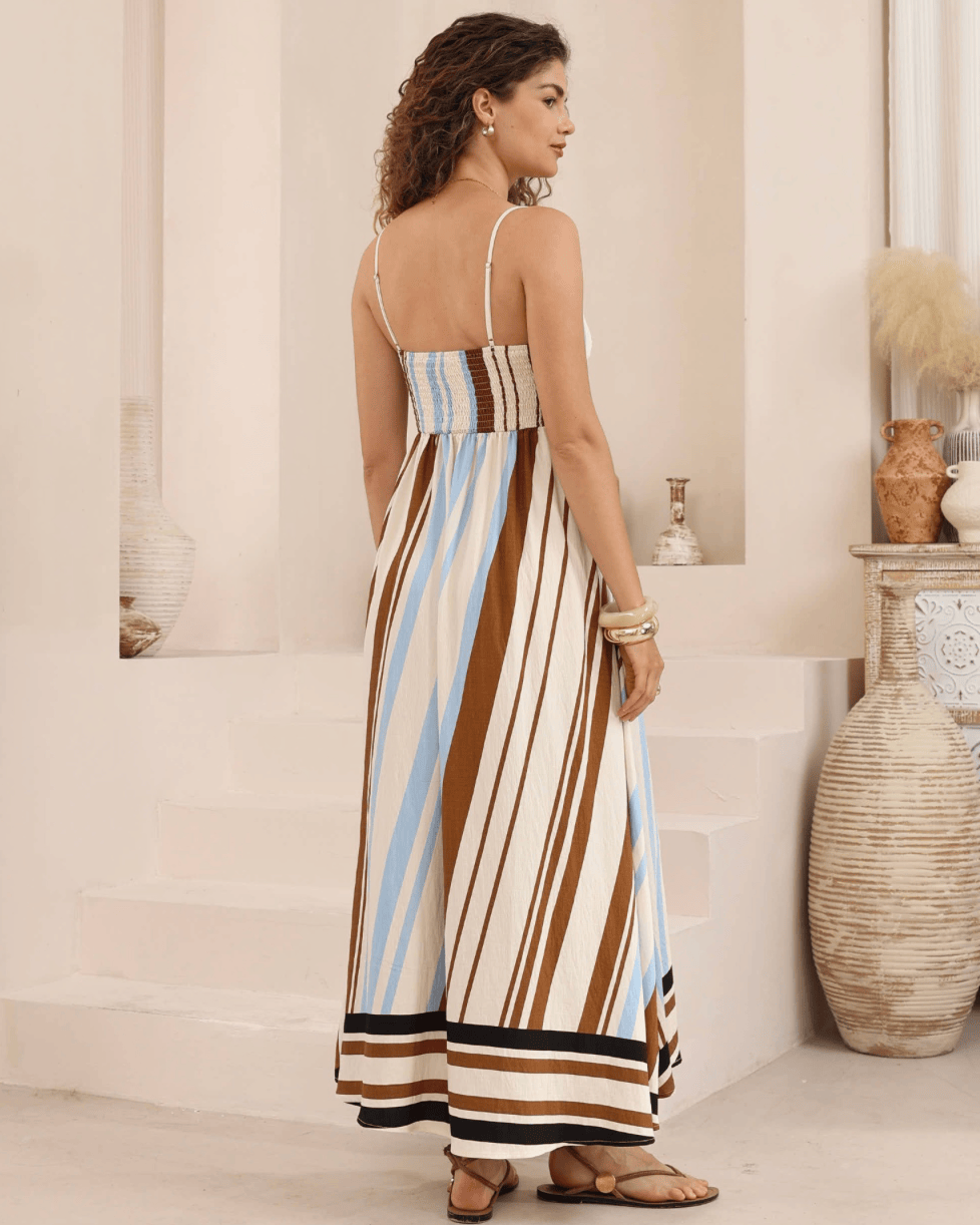 Iris Maxi Iris Maxi Coastal Earth Stripe Maxi Dress Iris Maxi Coastal Earth Stripe Maxi Dress Splash Swimwear Dresses