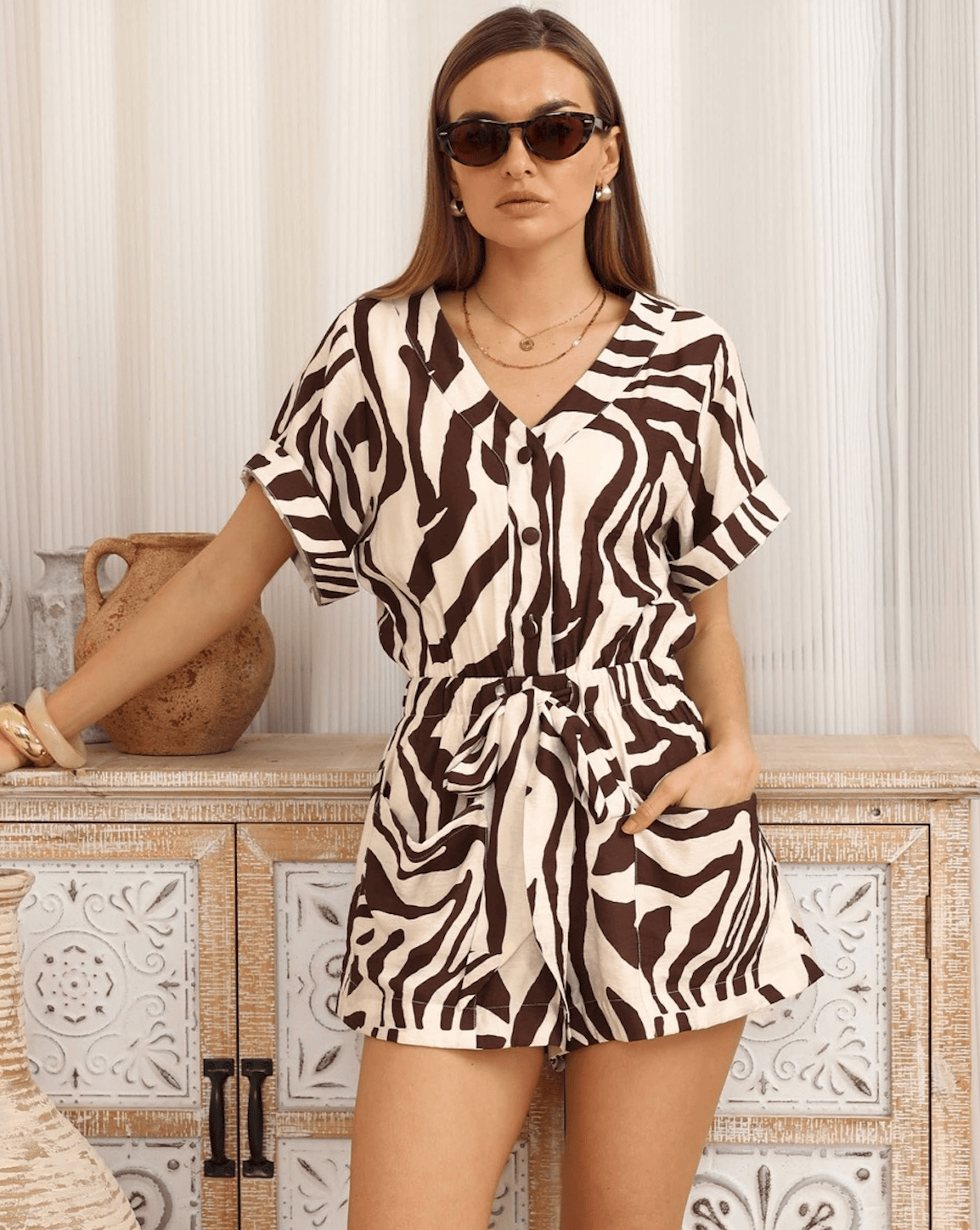 Iris Maxi Iris Maxi Cocoa Zebra Playsuit Iris Maxi Cocoa Zebra Playsuit Splash Swimwear Playsuits & Jumpsuits