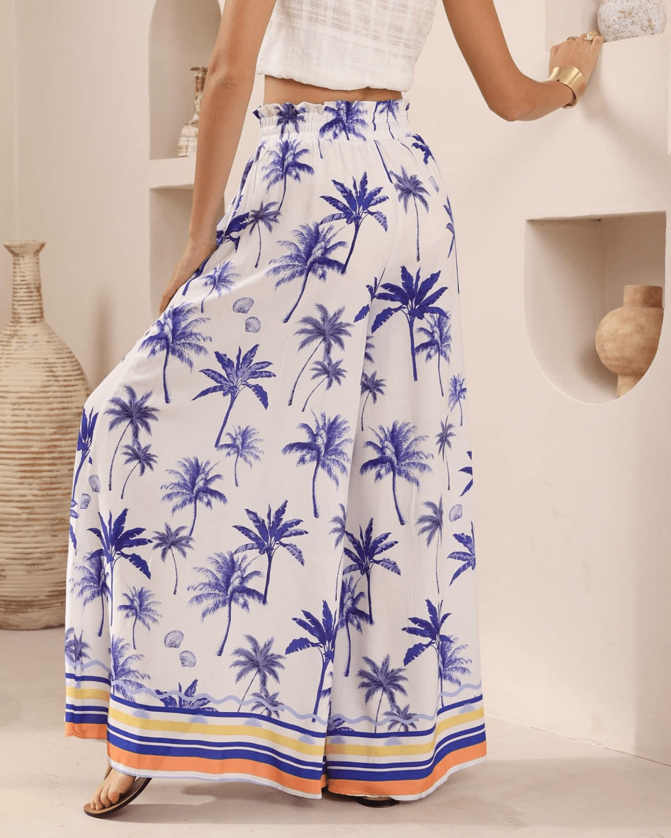 Iris Maxi Iris Maxi Island Palms Pants - Blue/White Iris Maxi Island Palms Pants - Blue/White Splash Swimwear
