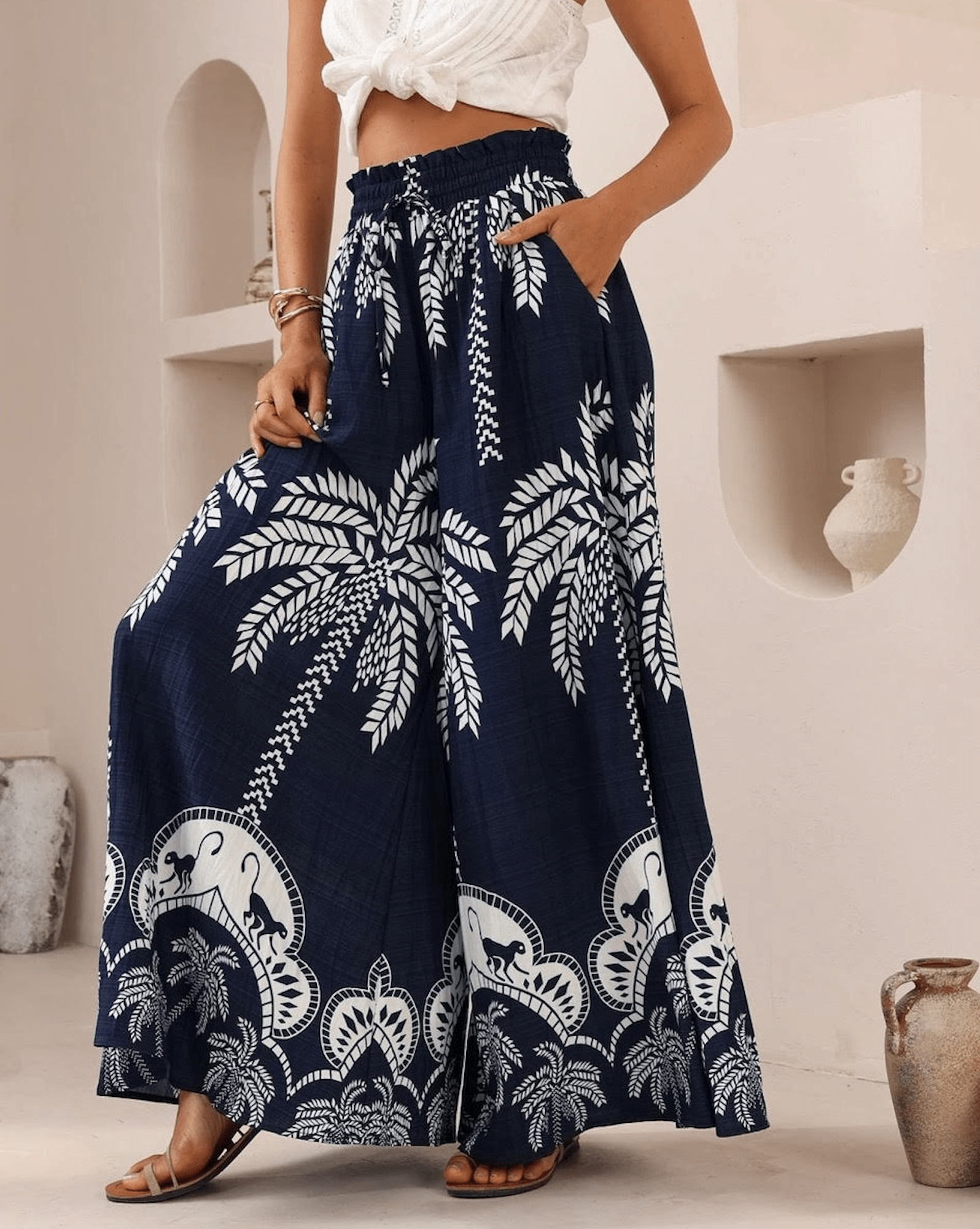 Iris Maxi Iris Maxi Jungle Light Wide Leg Pants - Navy Iris Maxi Jungle Light Wide Leg Pants - Navy Splash Swimwear Pants
