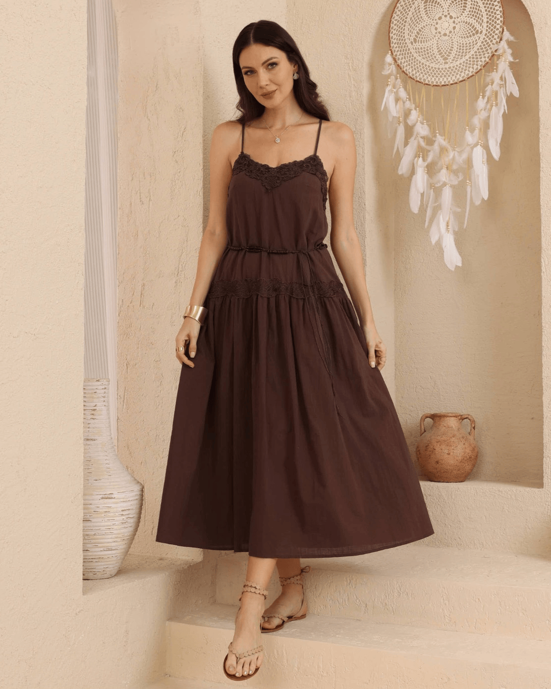 Iris Maxi Iris Maxi Lace Cotton Maxi Dress - Chocolate Iris Maxi Lace Cotton Maxi Dress - Chocolate Splash Swimwear Dresses