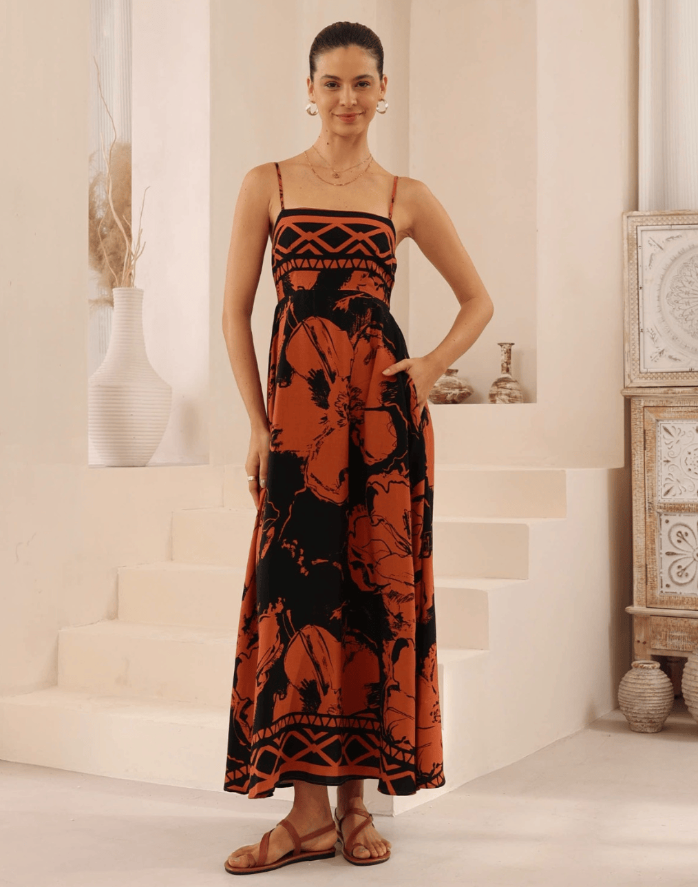 Iris Maxi Iris Maxi Ocean Summer Maxi Dress Iris Maxi Golden Palm Maxi Dress - Navy Splash Swimwear Dresses