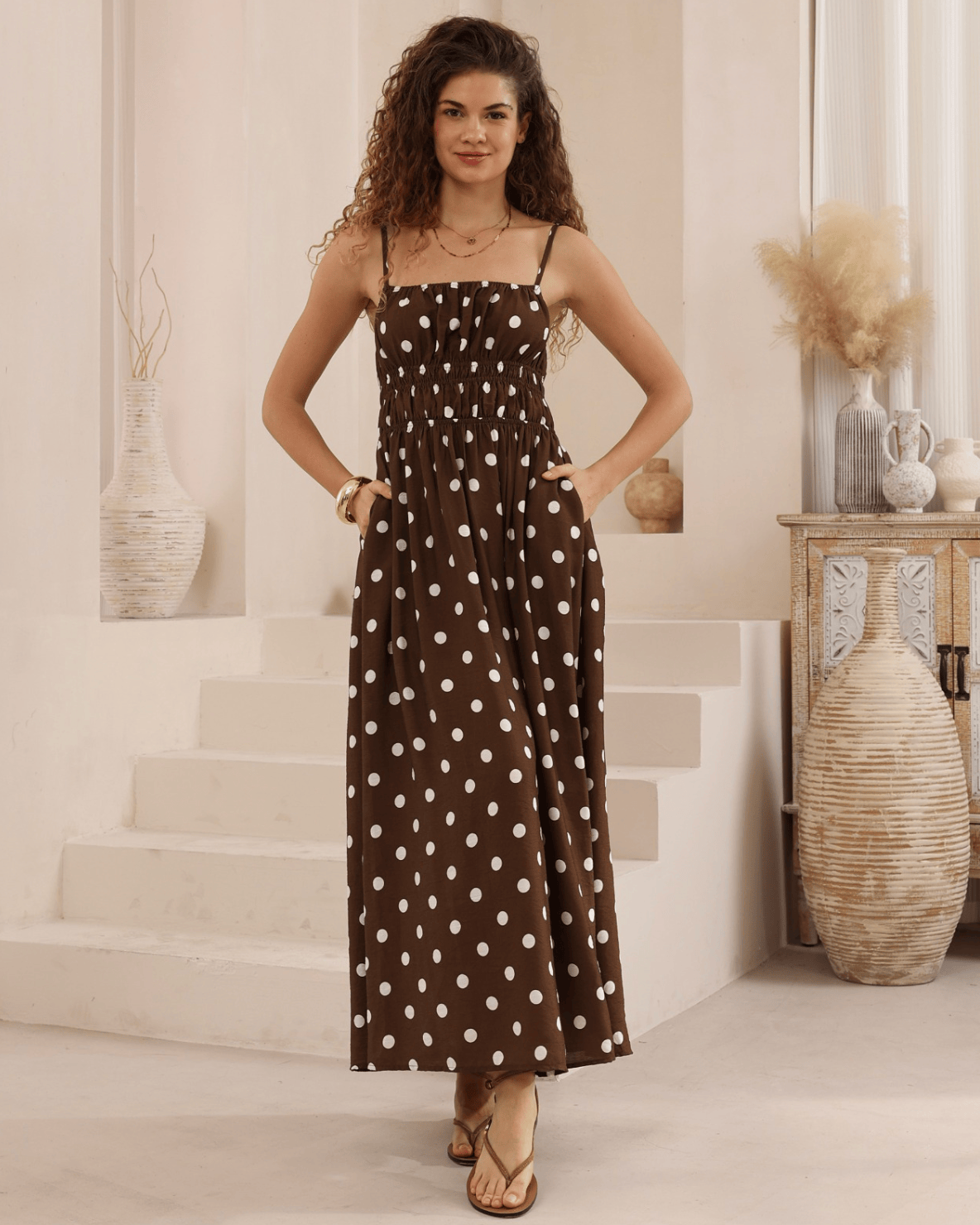 Iris Maxi Iris Maxi Polka Dot Maxi Dress - Brown Iris Maxi Polka Dot Maxi Dress - Brown Splash Swimwear