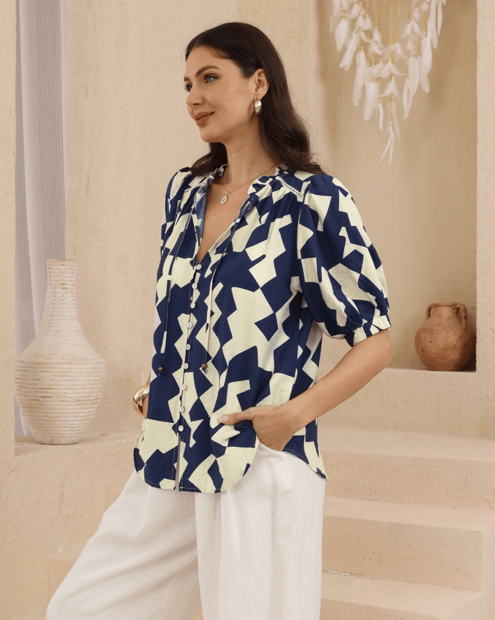 Iris Maxi Iris Maxi Portofino Blouse Iris Maxi Portofino Blouse Splash Swimwear Womens Pants