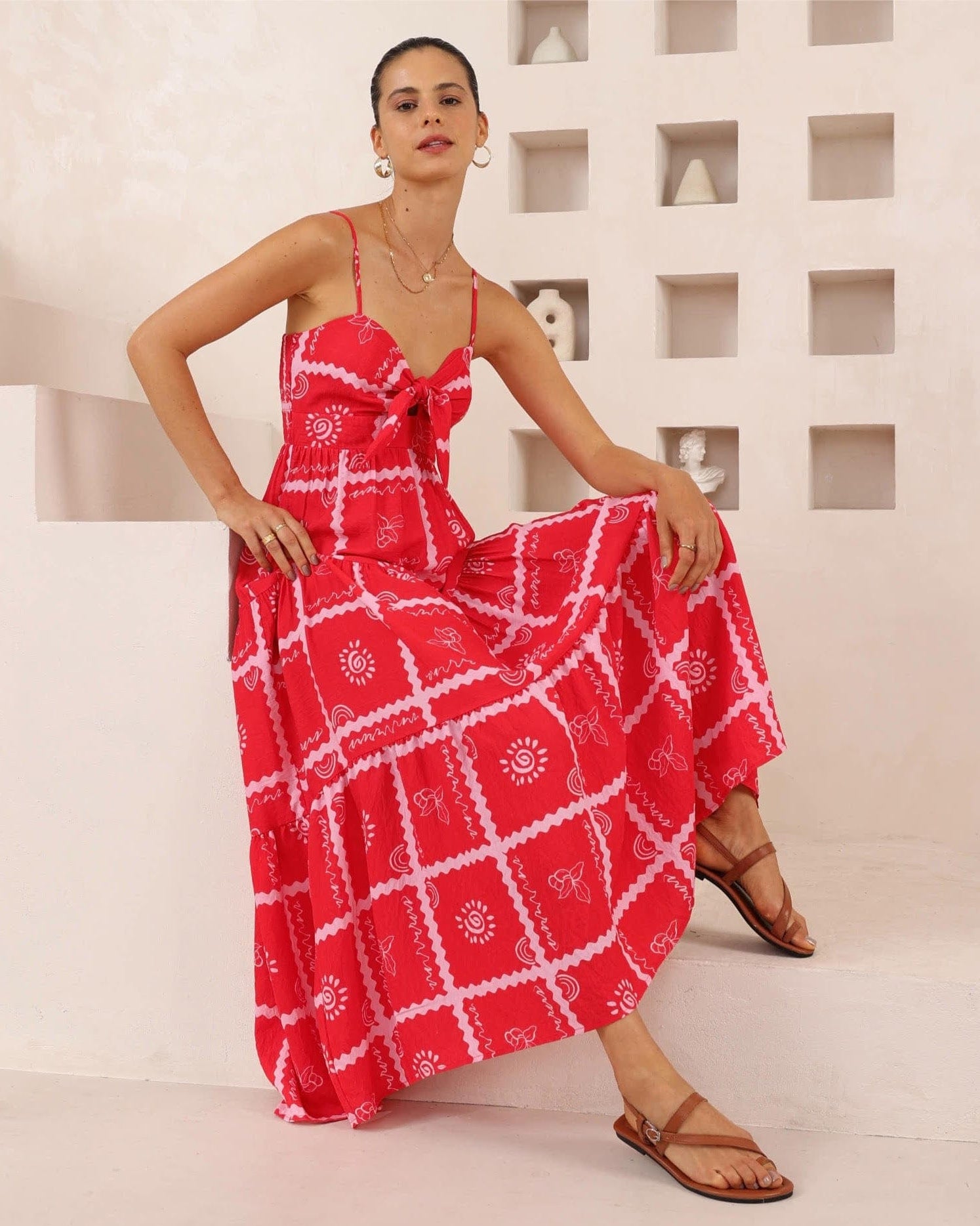 Iris Maxi Iris Maxi Red Tie Front Dress Iris Maxi Red Tie Front Dress Splash Swimwear
