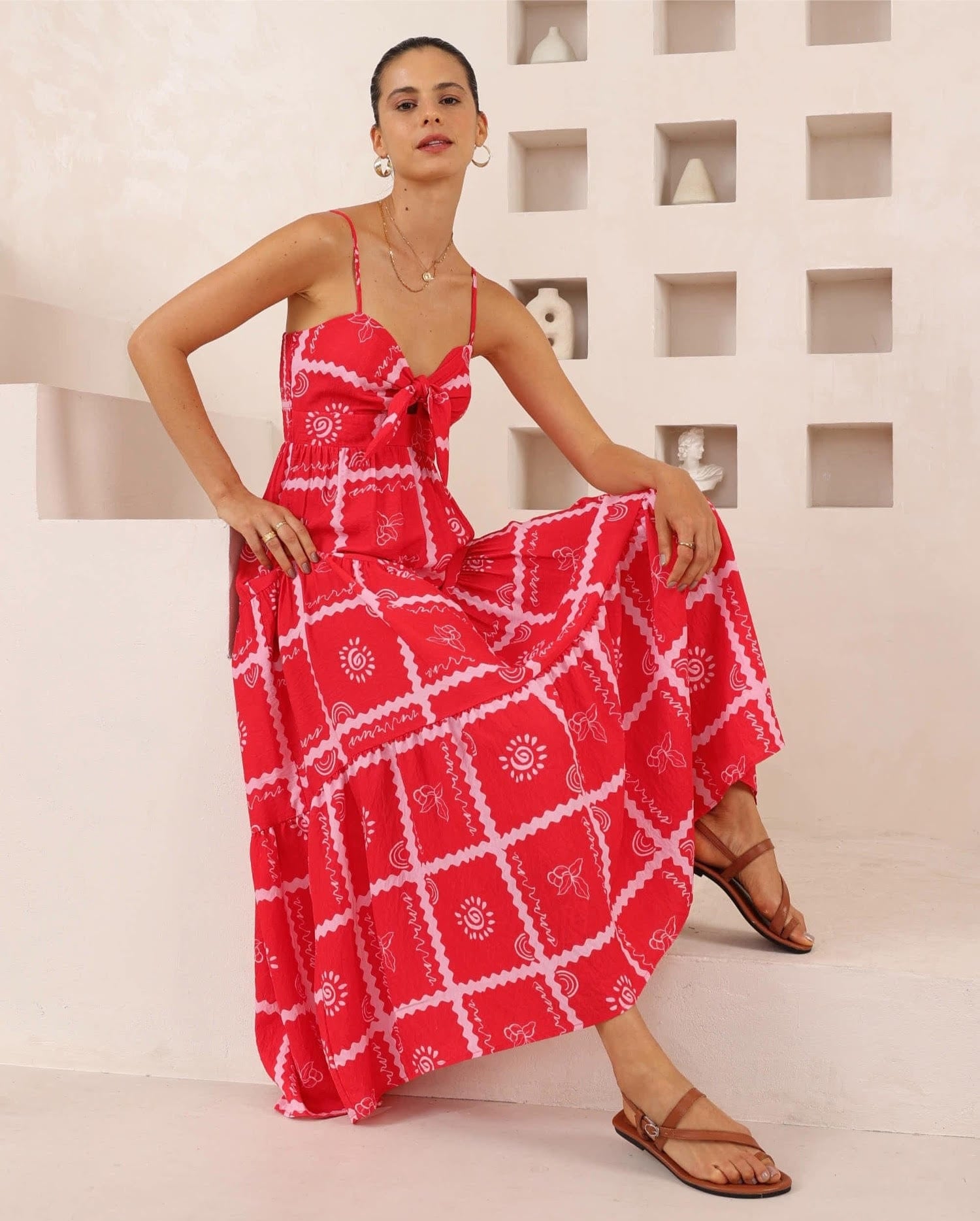 Iris Maxi Iris Maxi Red Tie Front Dress Iris Maxi Red Tie Front Dress Splash Swimwear