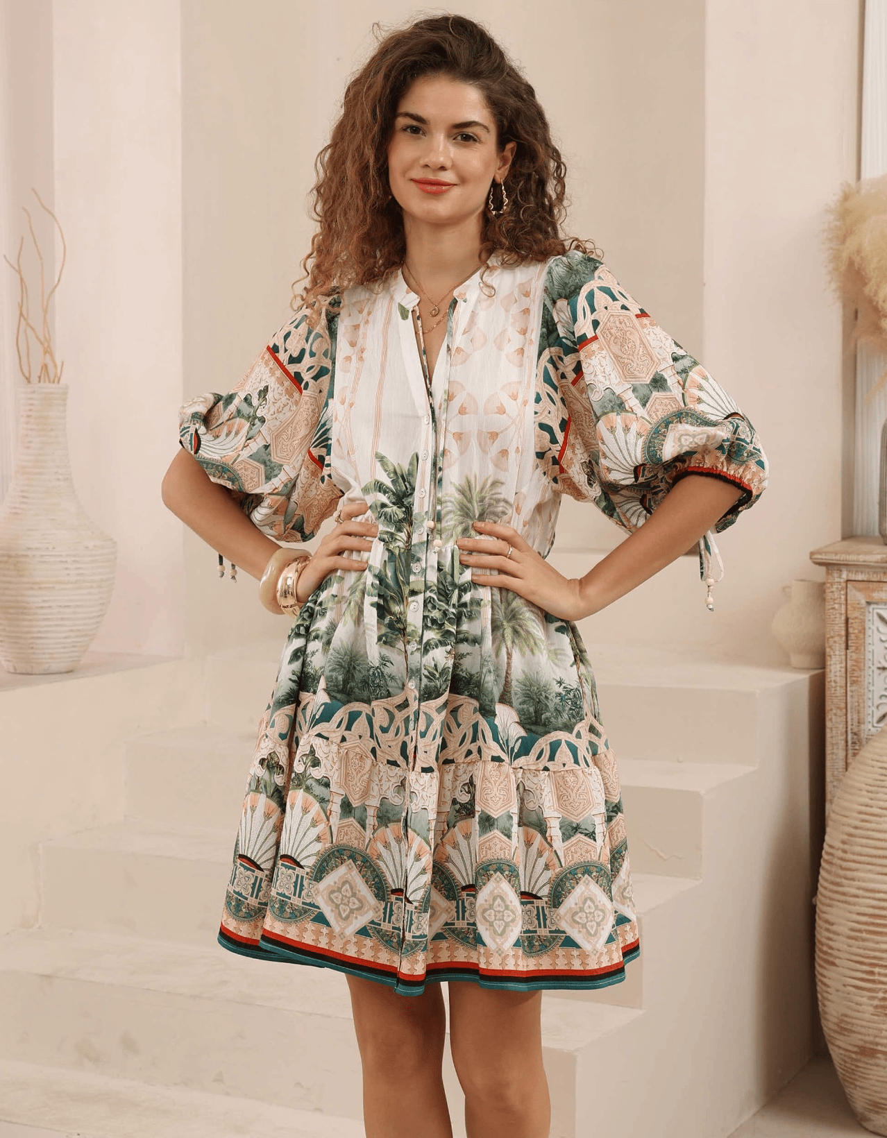 Iris Maxi Iris Maxi Royal Palm Babydoll Dress Iris Maxi Royal Palm Babydoll Dress Splash Swimwear Dresses