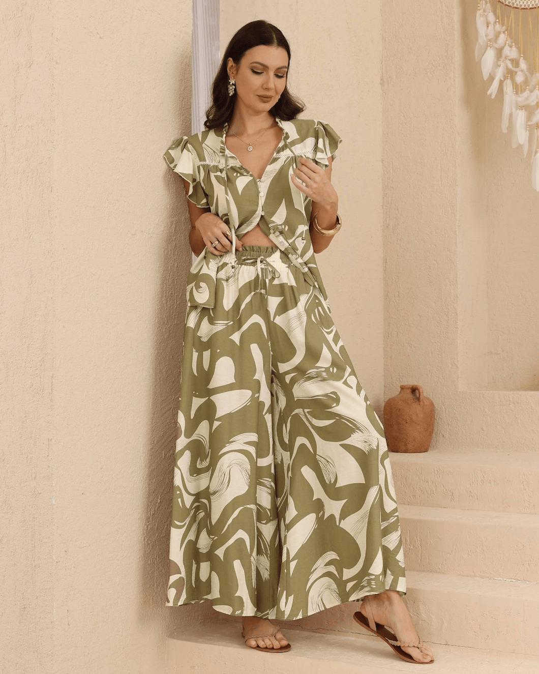 Iris Maxi Iris Maxi Sage Swirl Wide Leg Pants Iris Maxi Sage Swirl Wide Leg Pants Splash Swimwear Womens Pants