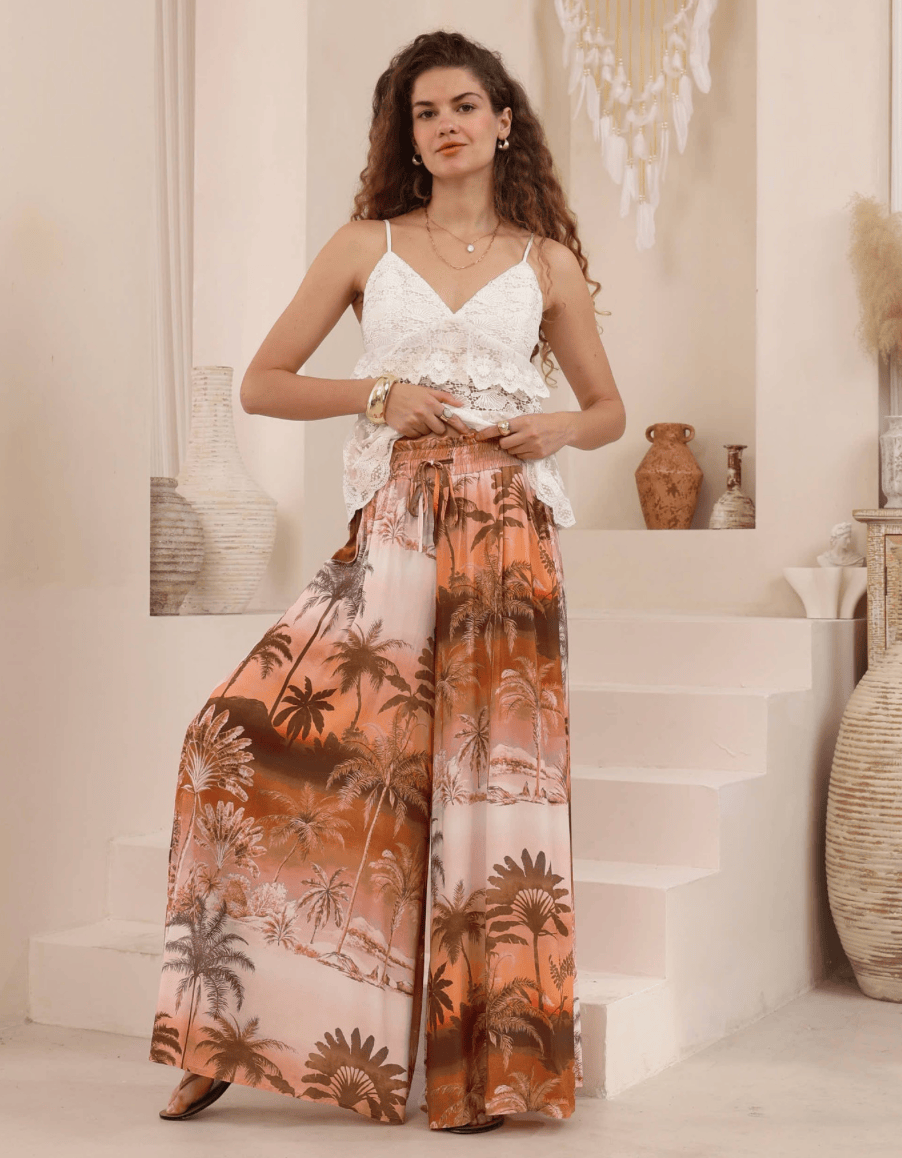 Iris Maxi Iris Maxi Sunset Palm Wide Leg Pants Iris Maxi Botanical Meadow Wide Leg Pant Splash Swimwear Womens Pants