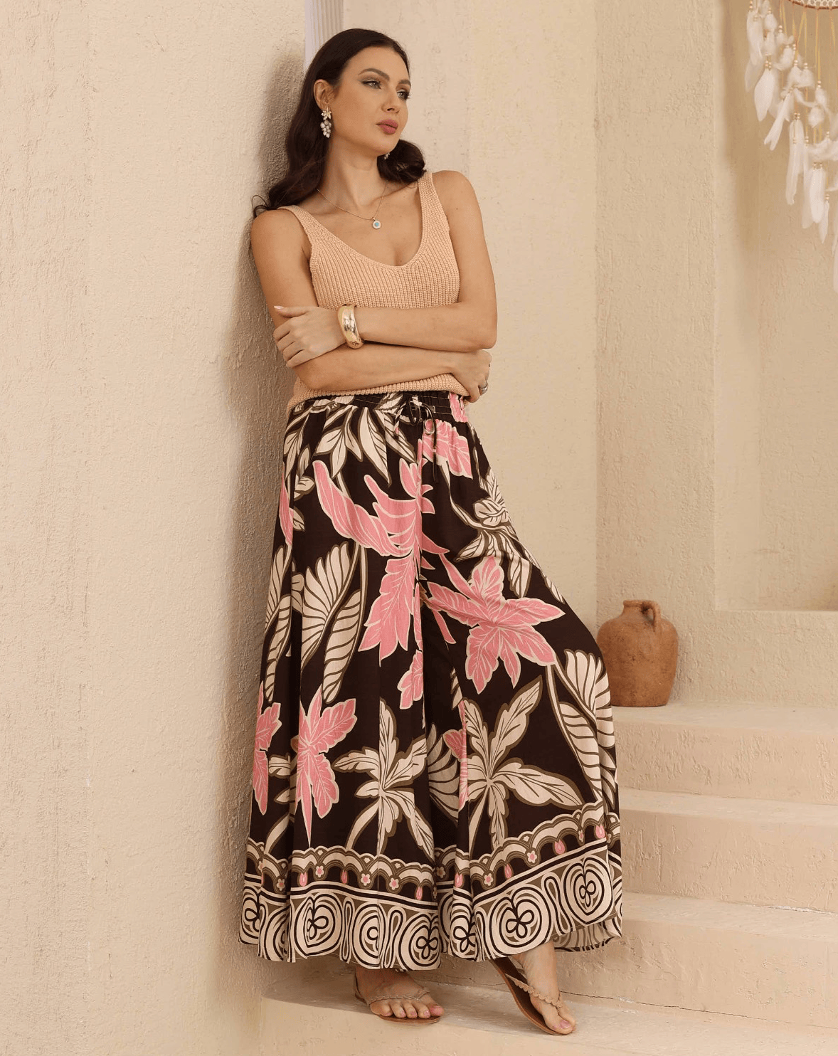 Iris Maxi Iris Maxi Tahiti Wide Leg Pants - Cocoa Iris Maxi Tahiti Wide Leg Pants - Cocoa Splash Swimwear Womens Pants