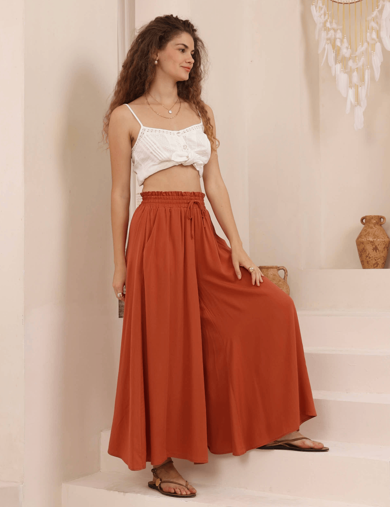 Iris Maxi Iris Maxi Wide Leg Pant Iris Maxi Wide Leg Pant - Navy Splash Swimwear Womens Pants