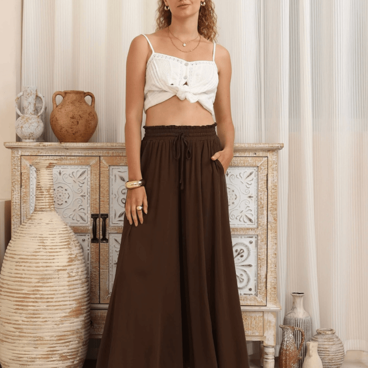 Iris Maxi Iris Maxi Wide Leg Pant 2032240-117 Iris Maxi Wide Leg Pant - Navy Splash Swimwear Womens Pants Chocolate / 8 1000032818