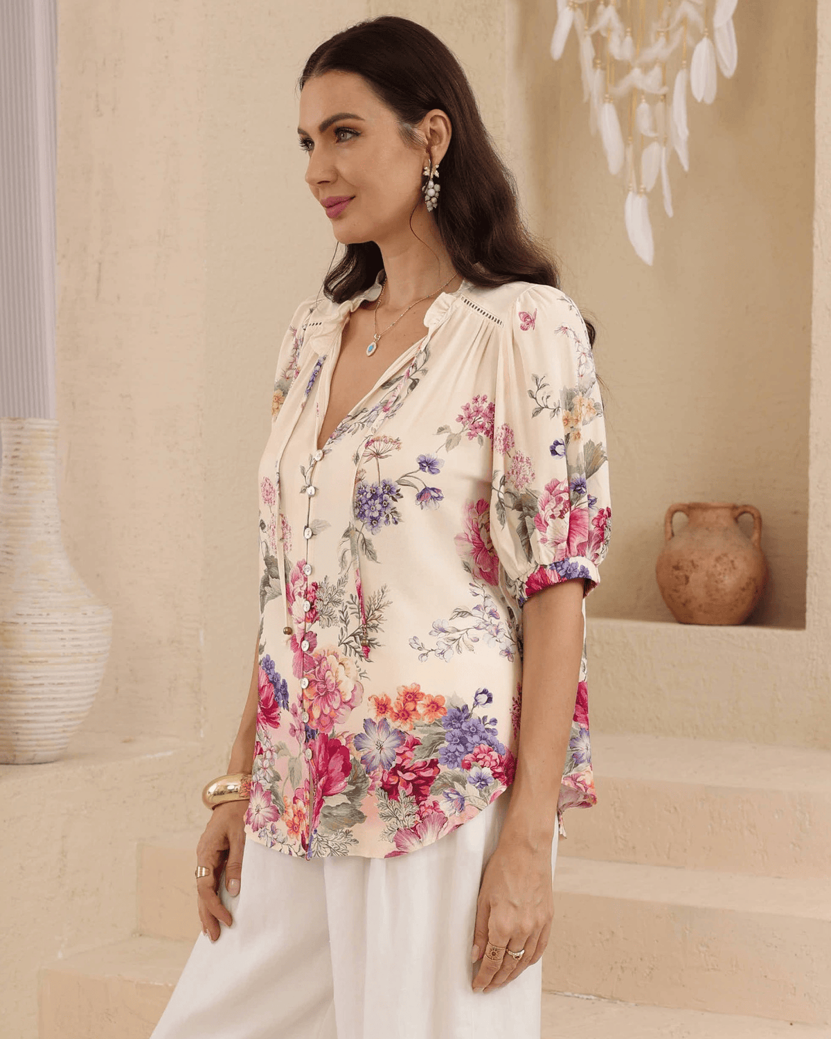 Iris Maxi Iris Maxi Wildflower Romance Blouse Iris Maxi Wildflower Romance Blouse Splash Swimwear Clothing Top