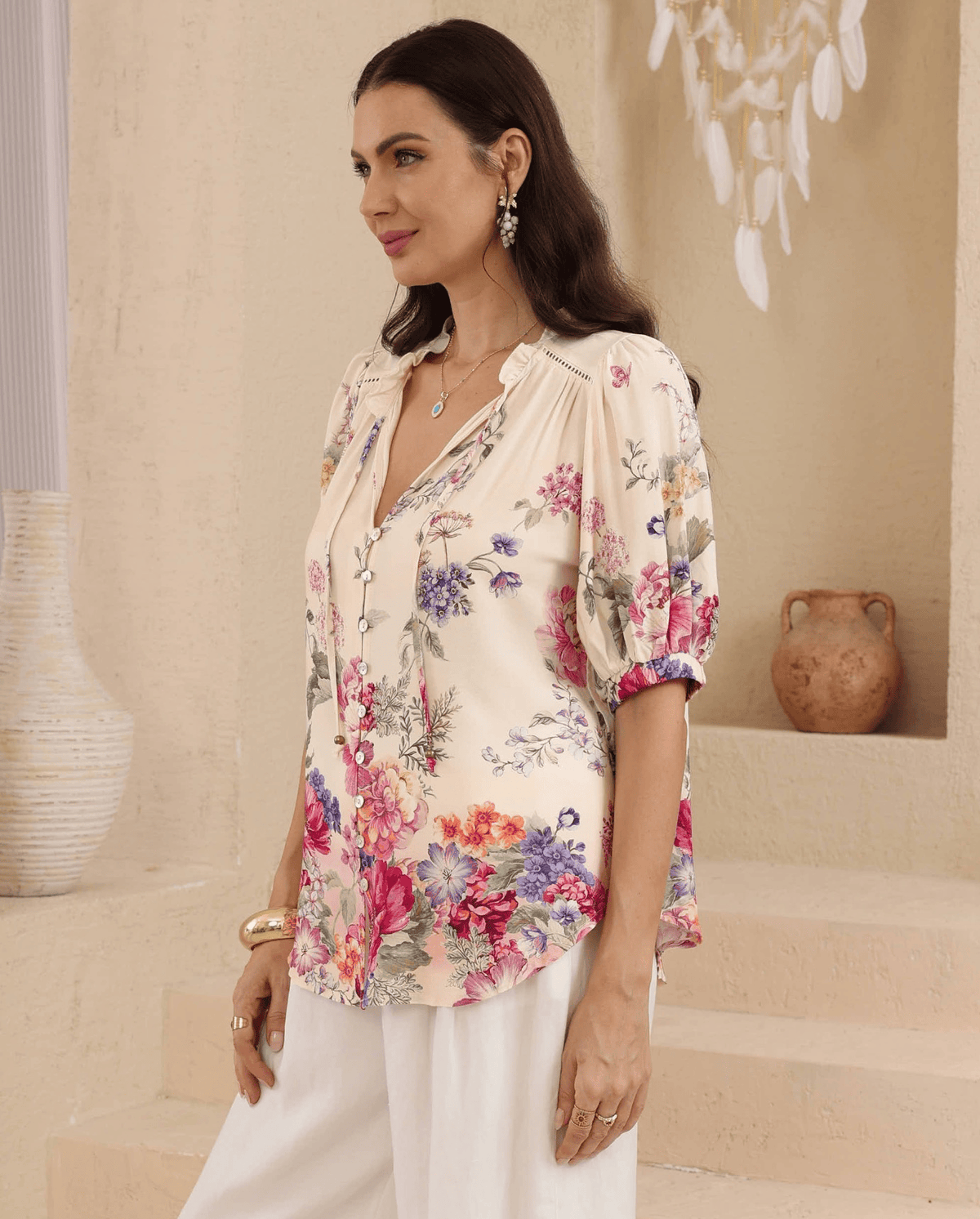 Iris Maxi Iris Maxi Wildflower Romance Blouse Iris Maxi Wildflower Romance Blouse Splash Swimwear Clothing Top