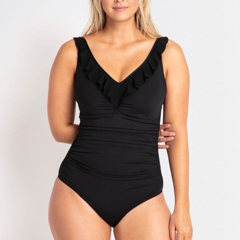 Jantzen One Pieces JA84026DDE Black / 10 Cosmo DD/E Ruched Mesh Frill One Piece Jantzen Cosmopolitan DD/E Ruched Mesh Frill