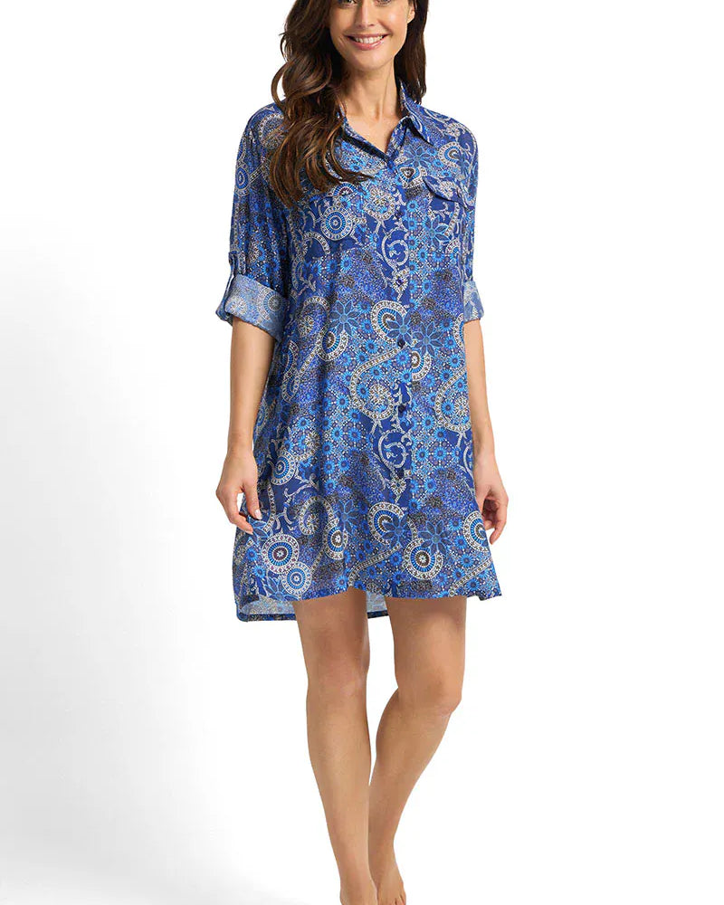 Jantzen Jantzen Desert Button Through Shirt - Navy Jantzen Desert Button Through Shirt - Navy Splash Swimwear Shirts