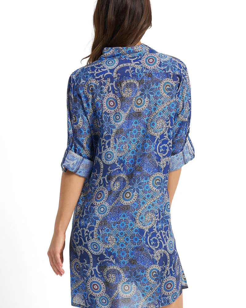 Jantzen Jantzen Desert Button Through Shirt - Navy Jantzen Desert Button Through Shirt - Navy Splash Swimwear Shirts