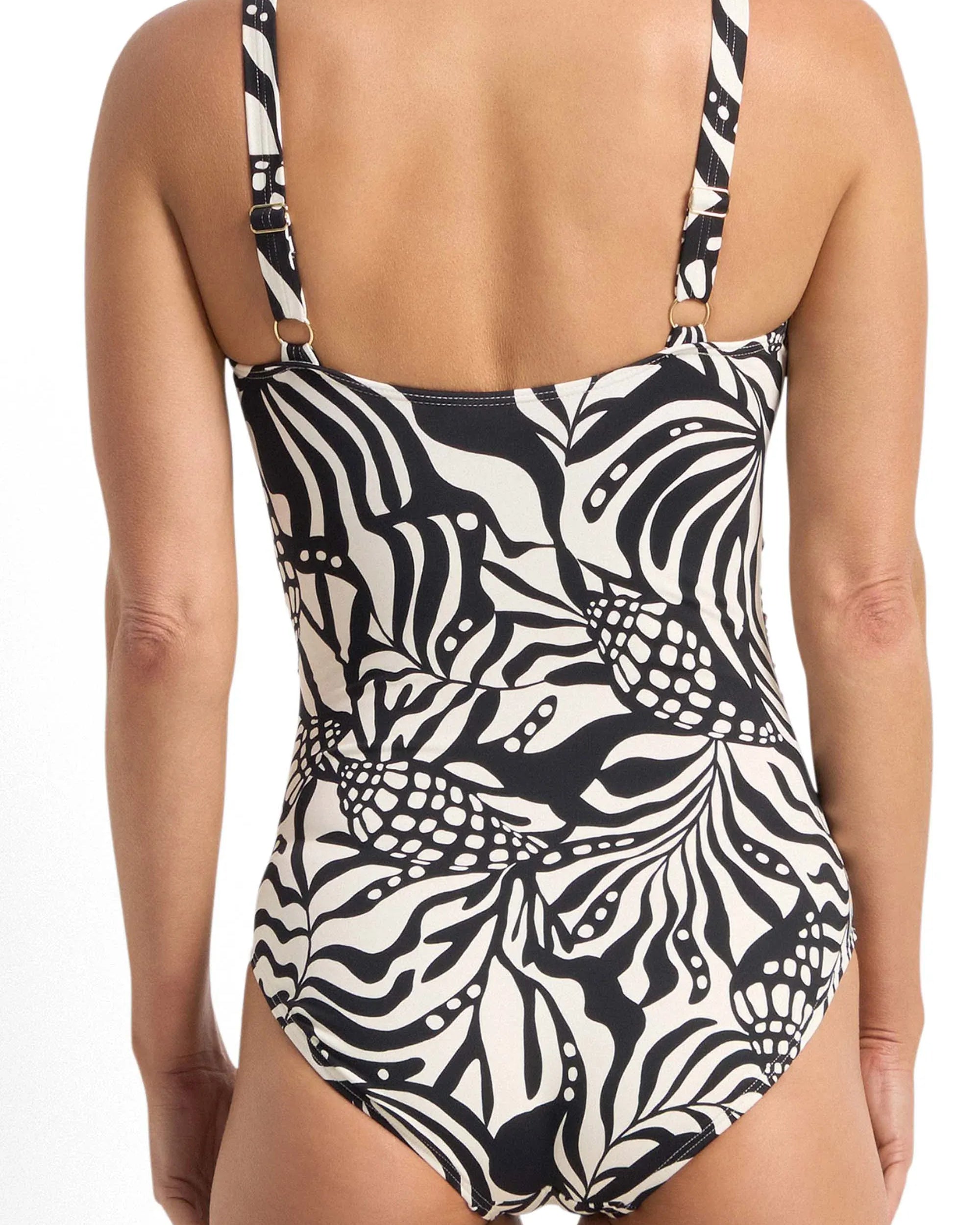 Jantzen Jantzen Seashells F/G Multi Ruched One Piece - Black Jantzen Seashells F/G Multi Ruched One Piece - Black Splash Swimwear One Piece
