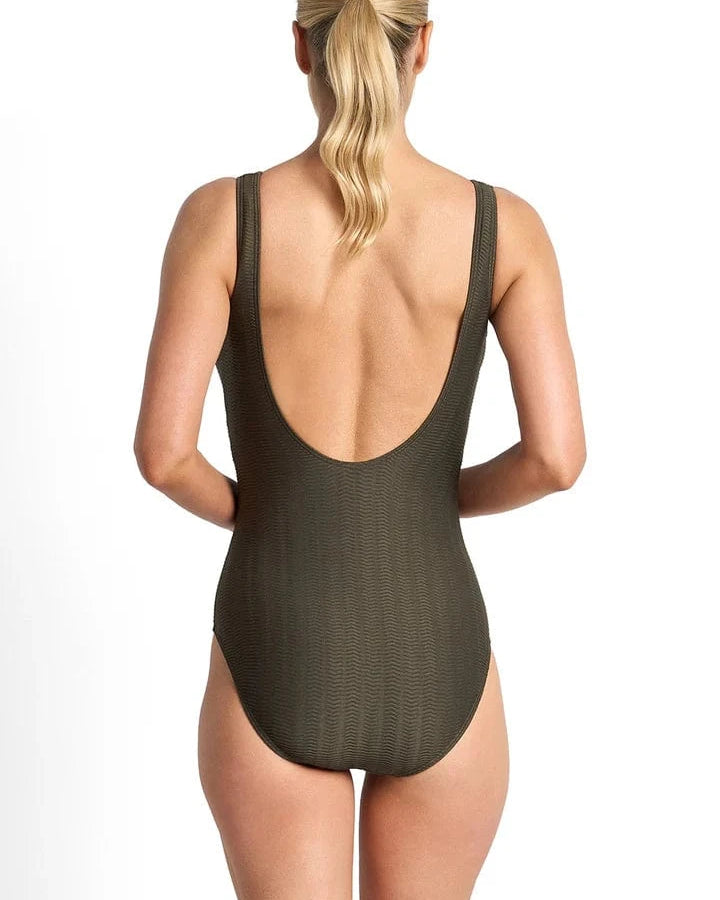 Jantzen Jantzen Sky High Bar Surplice One Piece - Army Jantzen Sky High Bar Surplice One Piece - Army Splash Swimwear