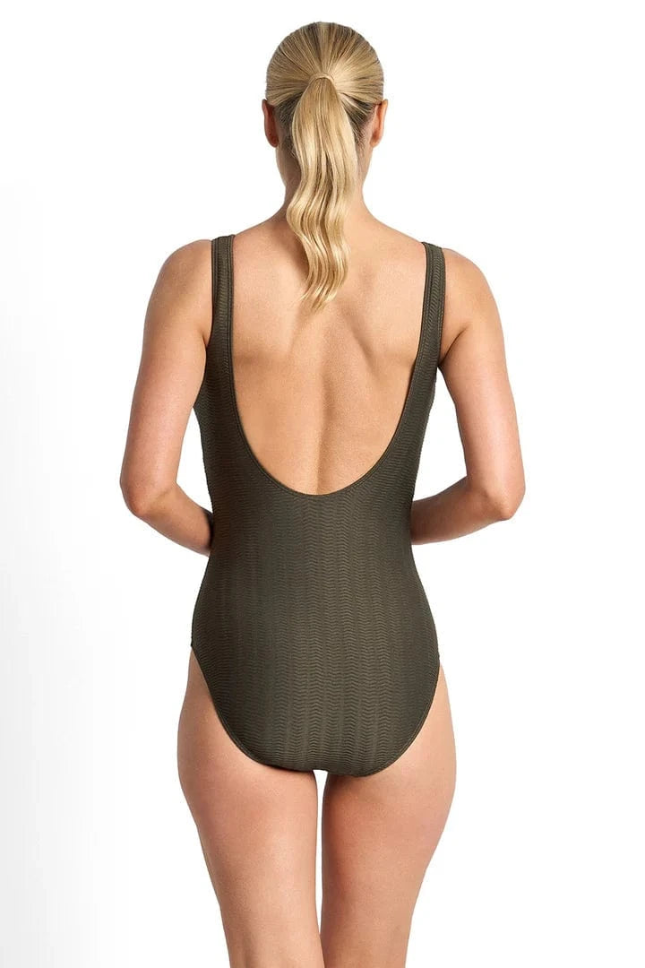 Jantzen Jantzen Sky High Bar Surplice One Piece - Army Jantzen Sky High Bar Surplice One Piece - Army Splash Swimwear