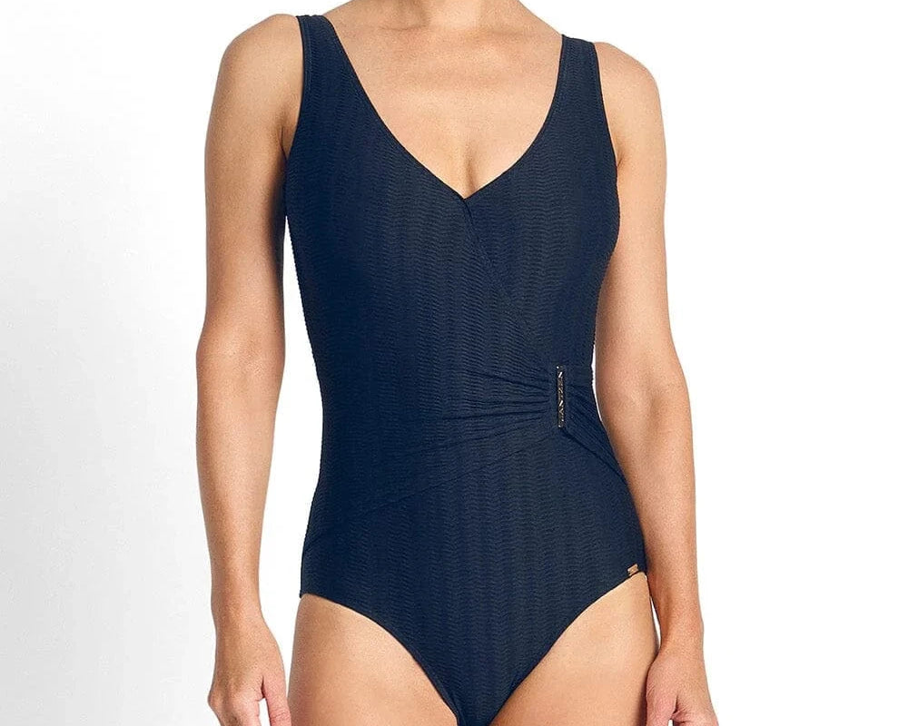 Jantzen Jantzen Sky High Bar Surplice One Piece - Navy Jantzen Sky High Bar Surplice One Piece - Navy Splash Swimwear