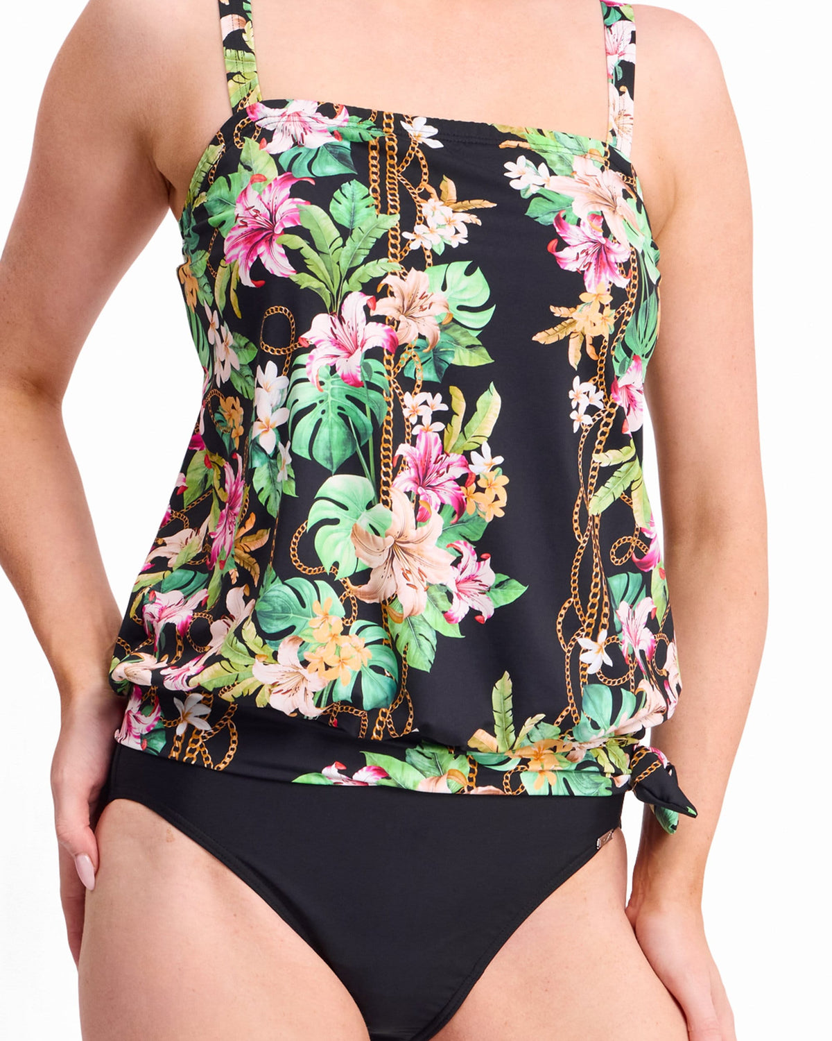 Jantzen Jantzen Villa Casa Bandeau Blouson Singlet - Black Jantzen Villa Casa Bandeau Blouson Singlet - Black Splash Swimwear Tankini Tops