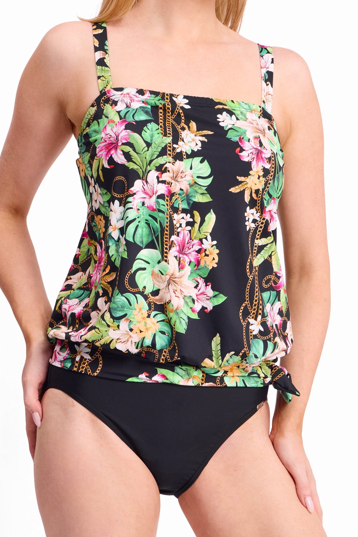 Jantzen Jantzen Villa Casa Bandeau Blouson Singlet - Black Jantzen Villa Casa Bandeau Blouson Singlet - Black Splash Swimwear Tankini Tops