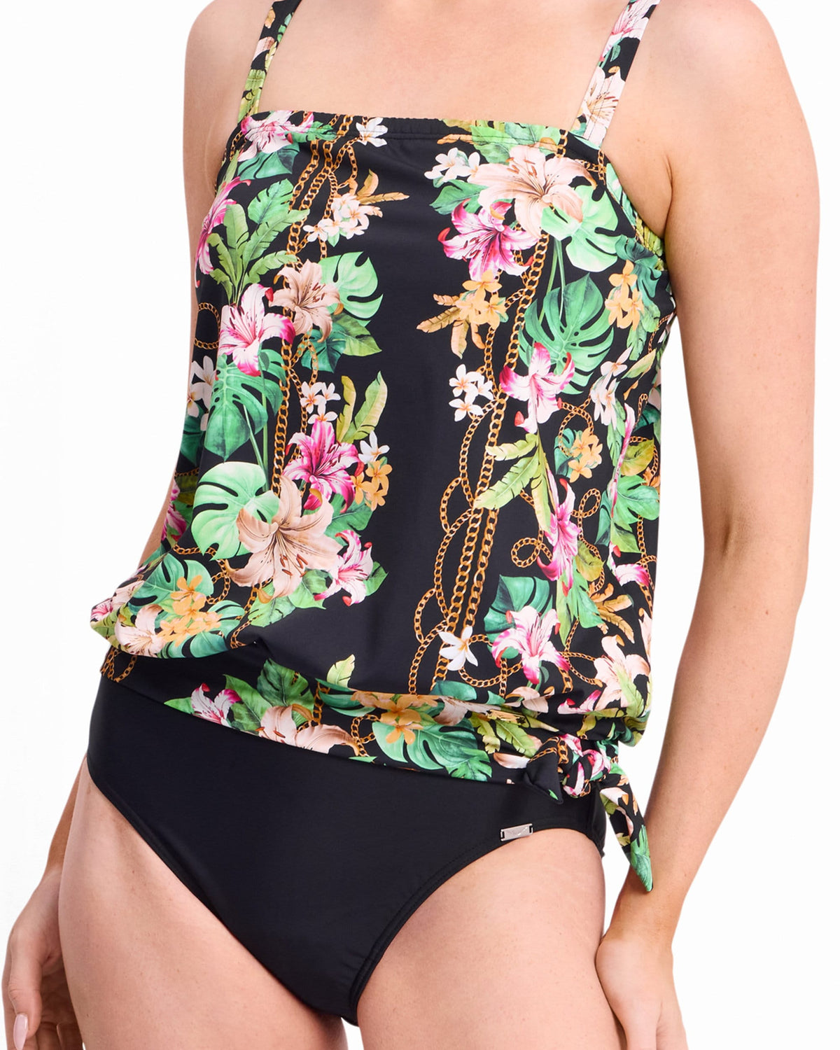 Jantzen Jantzen Villa Casa Bandeau Blouson Singlet - Black Jantzen Villa Casa Bandeau Blouson Singlet - Black Splash Swimwear Tankini Tops