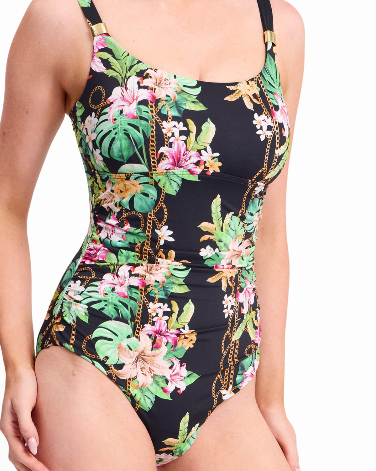 Jantzen Jantzen Villa Casa Ruched Cuff Scoop 1Pc - Black Jantzen Villa Casa Ruched Cuff Scoop 1Pc - Black Splash Swimwear One Piece