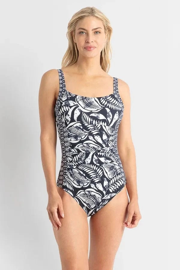 Jantzen Jantzen Waterloo Ruched Square Neck One Piece -Navy Jantzen Waterloo Ruched Square Neck One Piece -Navy Splash Swimwear One Pieces