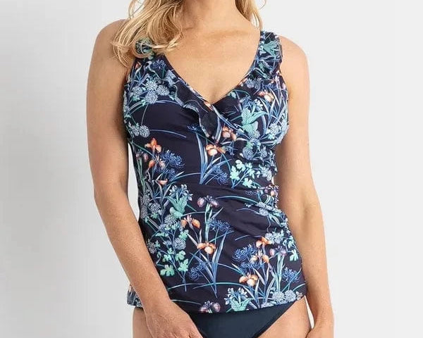 Jantzen Maja Frill Crossover Singlet - Navy Maja Frill Crossover Singlet - Navy Splash Swimwear