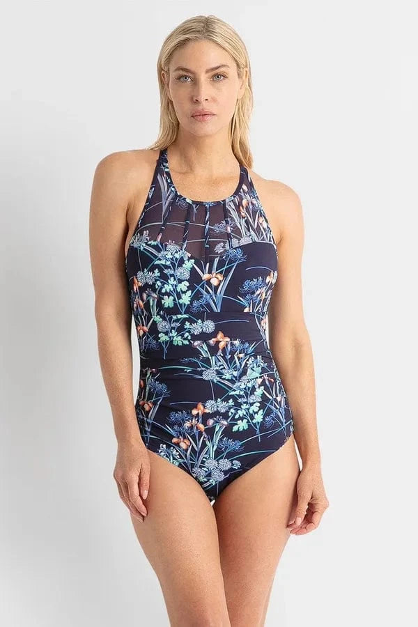Jantzen Maja High Neck Cross Strap One Piece - Navy Maja High Neck Cross Strap One Piece - Navy Splash Swimwear